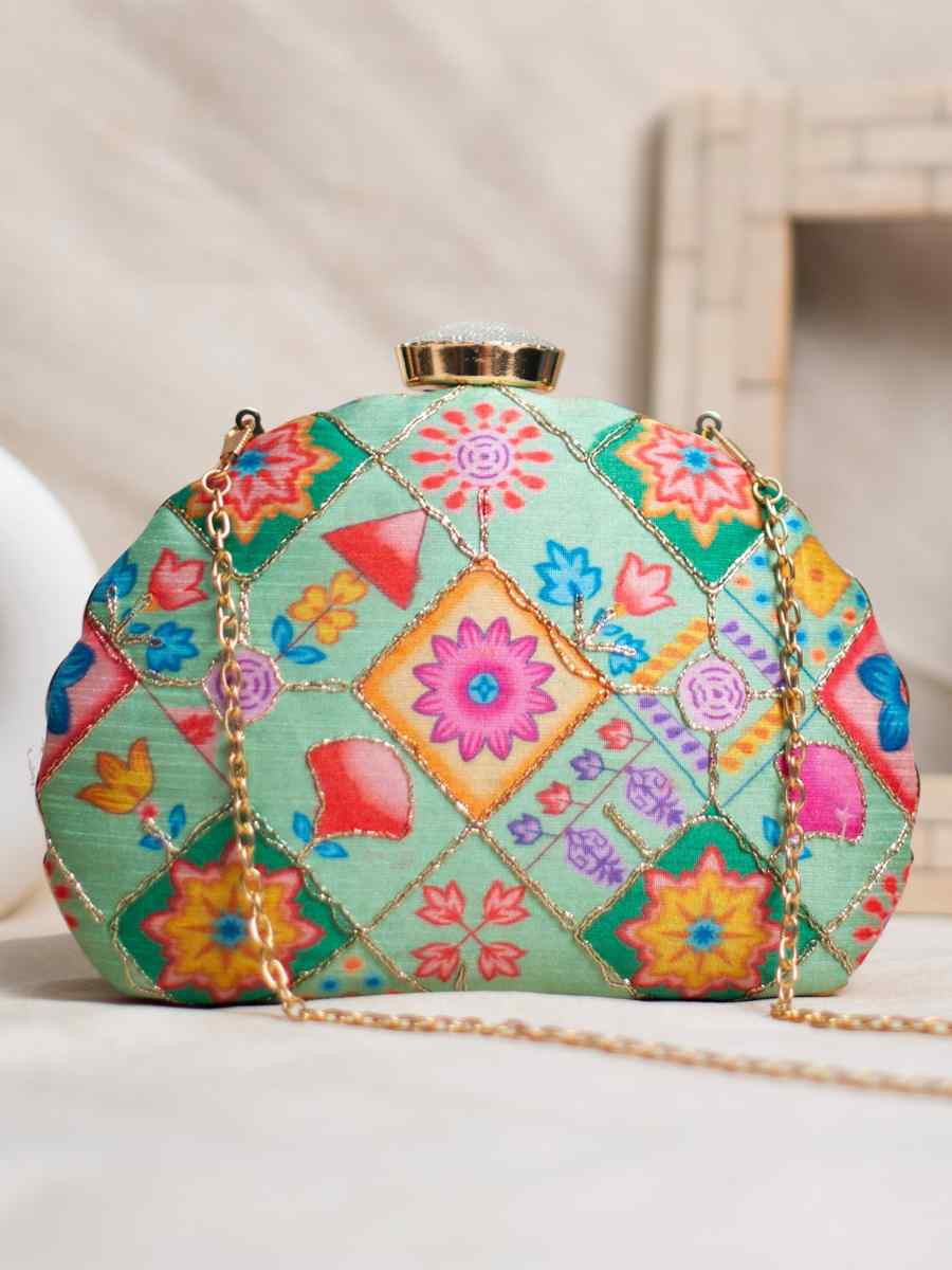 Multi Art Silk Party Wear Embroidered Clutches