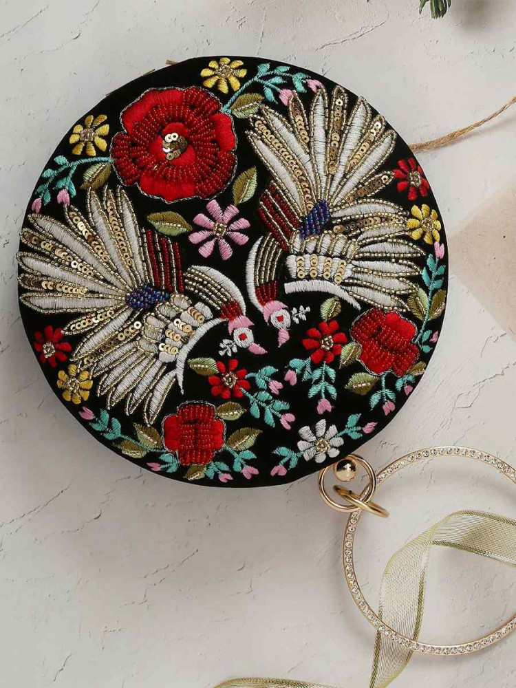 Multi Art Silk Party Wear Embroidered Clutches