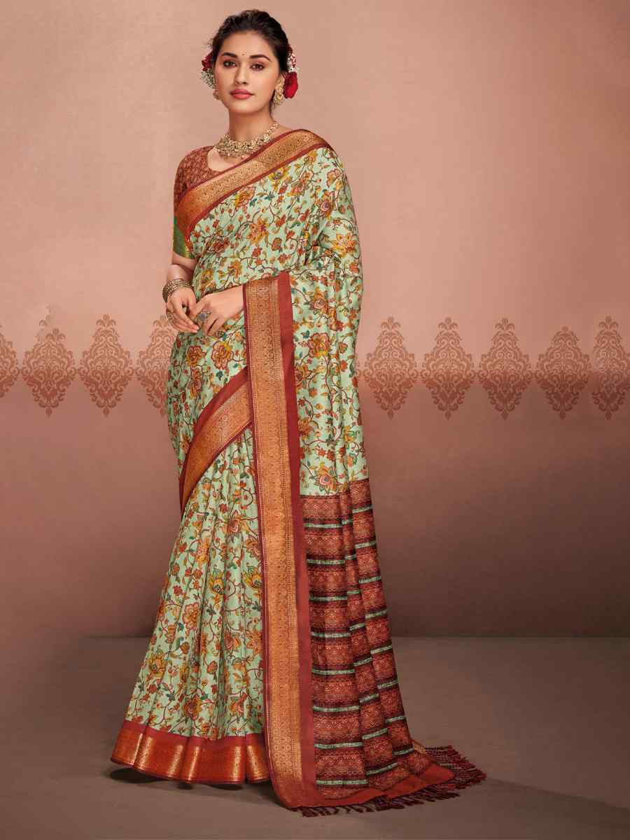 Multi Art Silk Printed Festival Casual Contemporary Saree