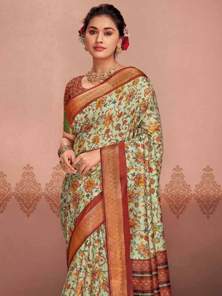 Multi Art Silk Printed Festival Casual Contemporary Saree