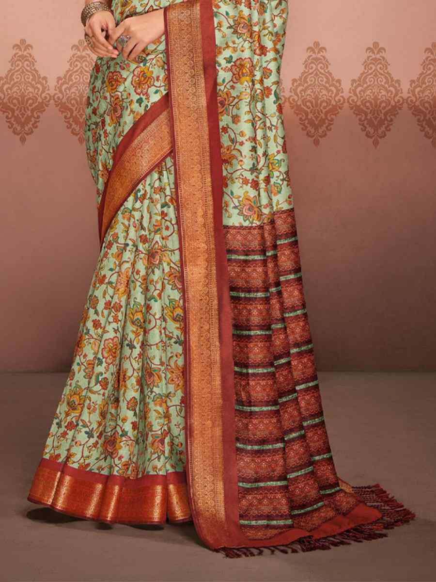 Multi Art Silk Printed Festival Casual Contemporary Saree