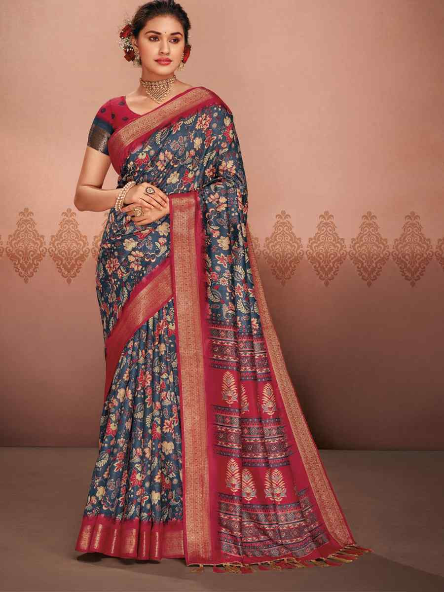 Multi Art Silk Printed Festival Casual Contemporary Saree