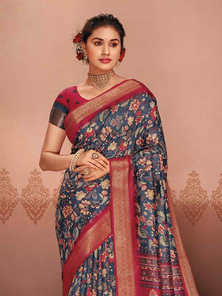 Multi Art Silk Printed Festival Casual Contemporary Saree