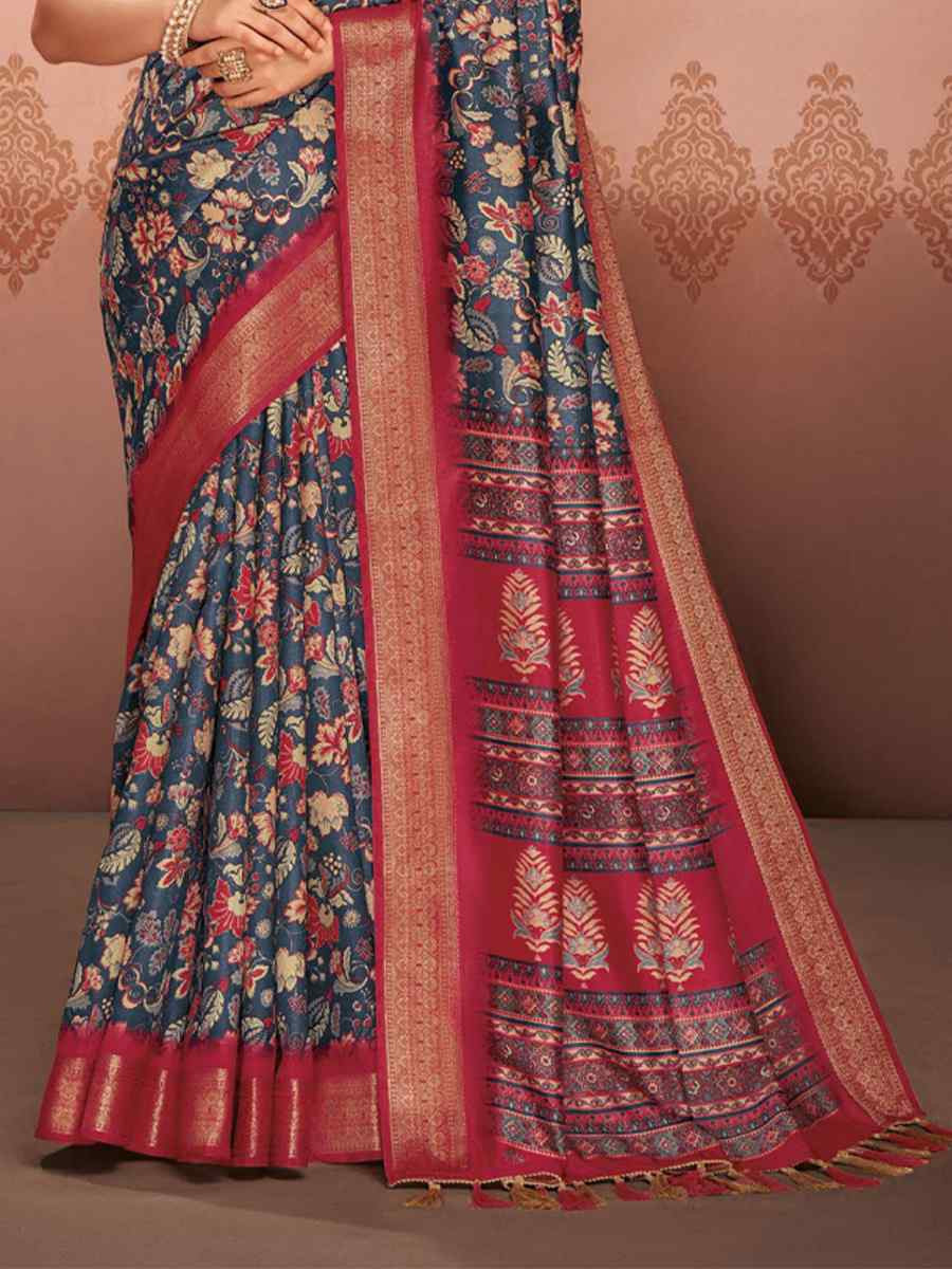 Multi Art Silk Printed Festival Casual Contemporary Saree