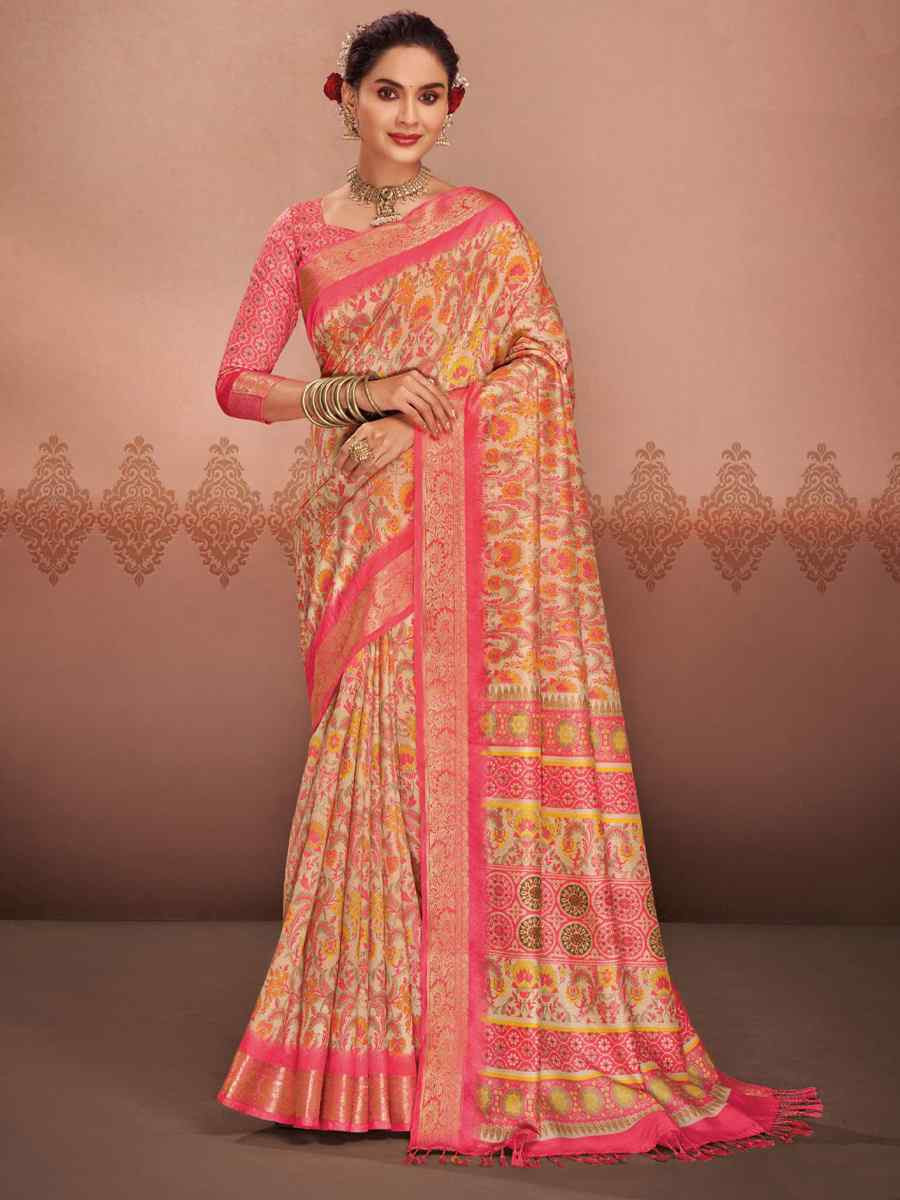 Multi Art Silk Printed Festival Casual Contemporary Saree