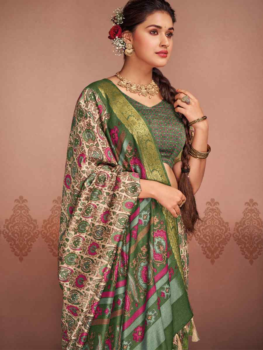 Multi Art Silk Printed Festival Casual Contemporary Saree