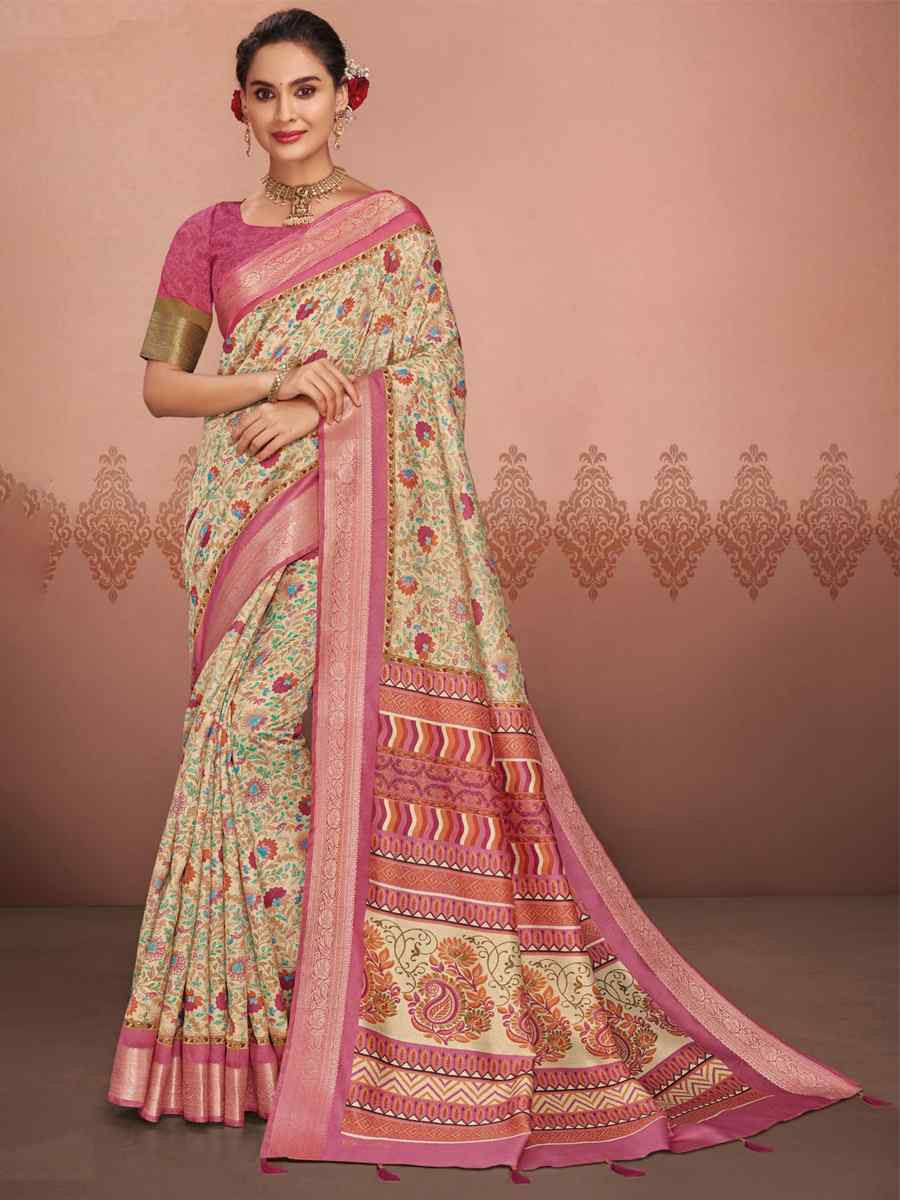 Multi Art Silk Printed Festival Casual Contemporary Saree