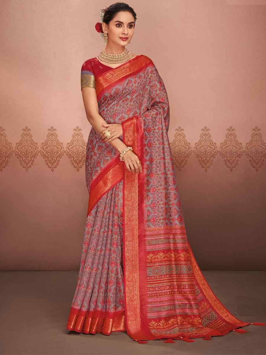 Multi Art Silk Printed Festival Casual Contemporary Saree