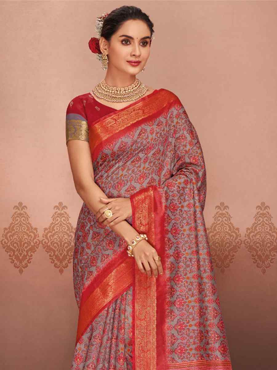 Multi Art Silk Printed Festival Casual Contemporary Saree