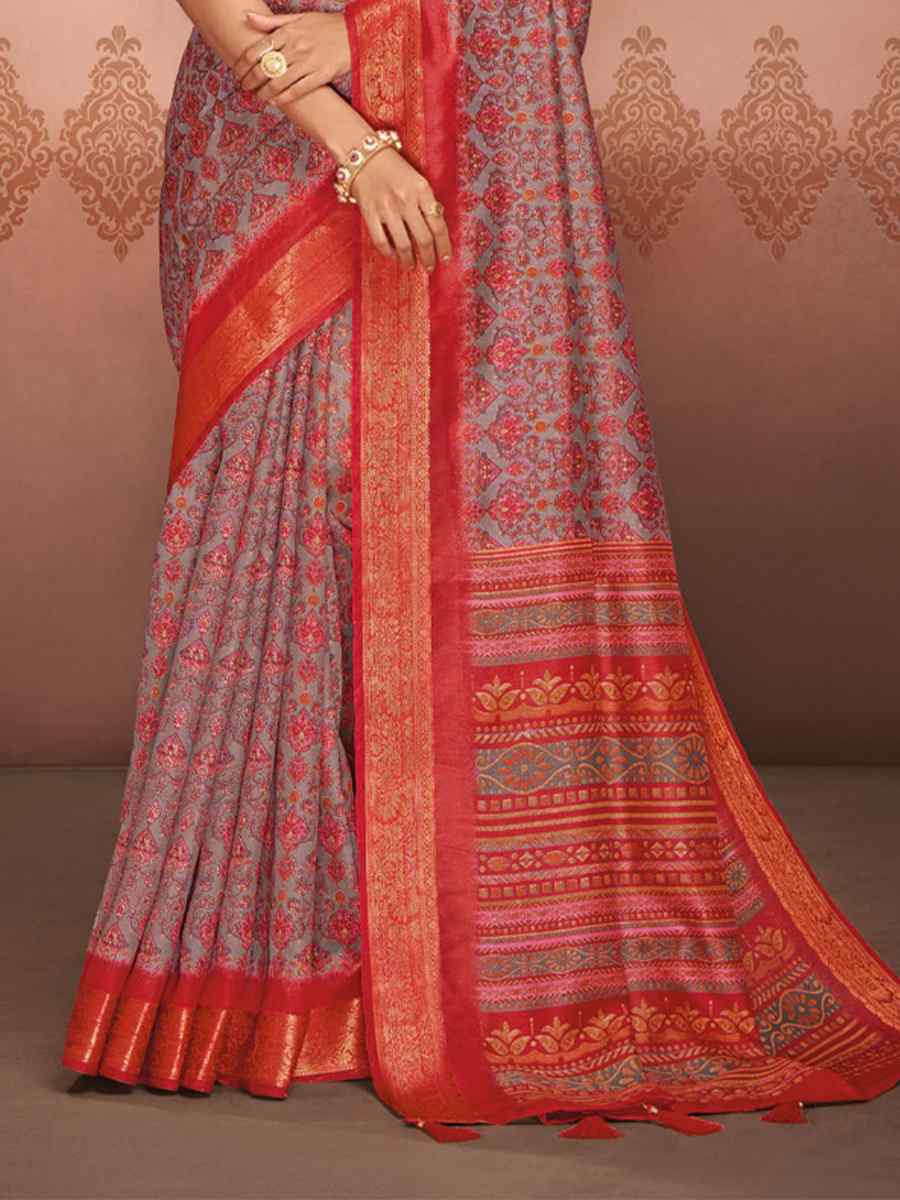 Multi Art Silk Printed Festival Casual Contemporary Saree