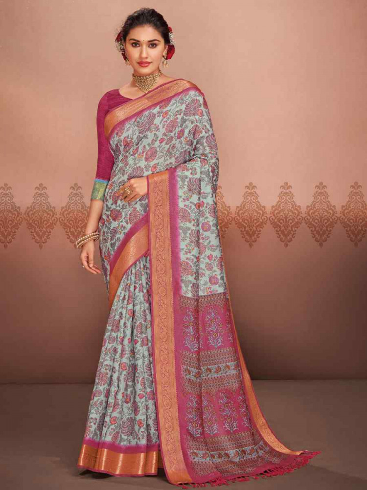 Multi Art Silk Printed Festival Casual Contemporary Saree