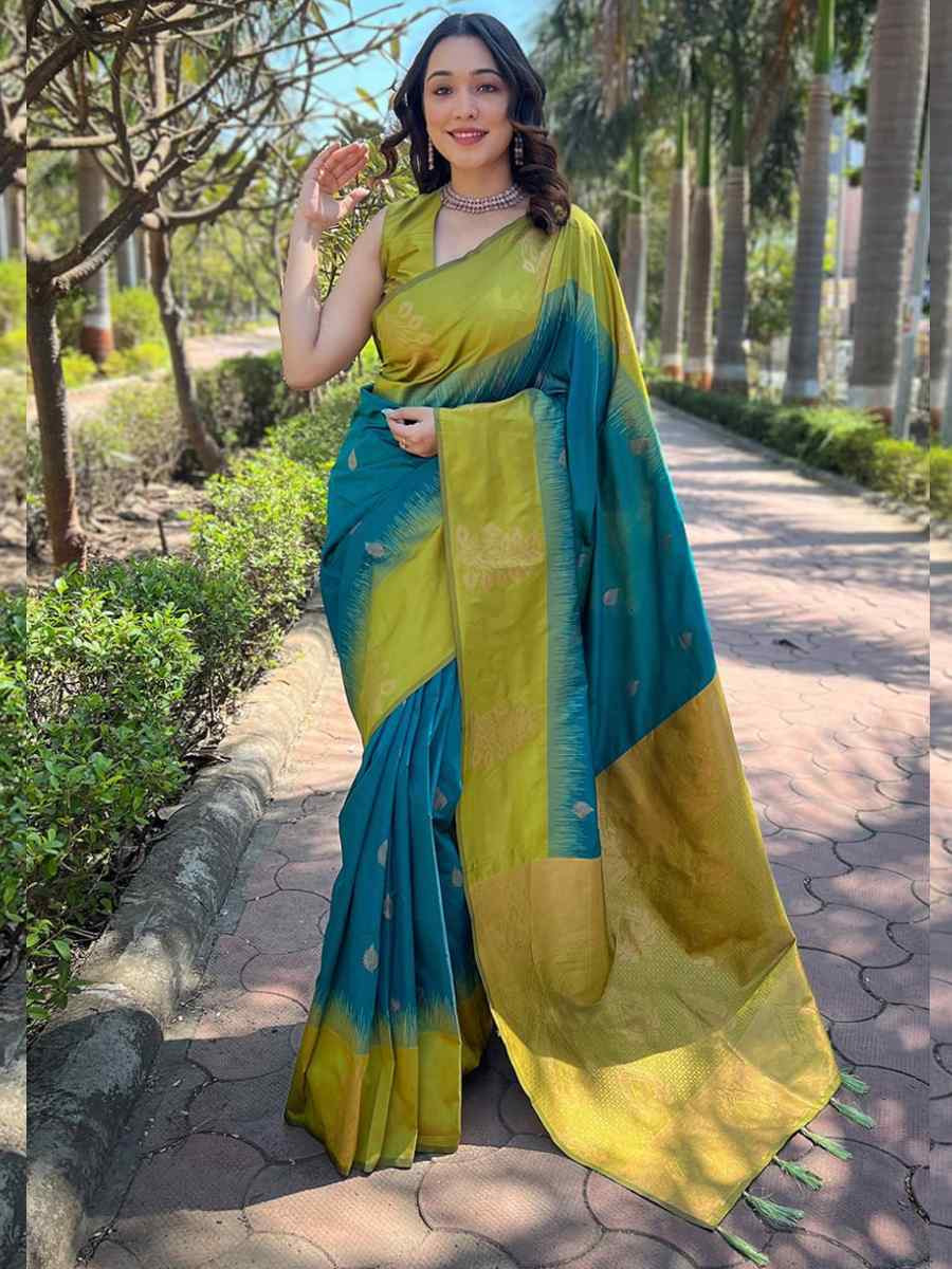 Multi Banarasi Soft Silk Handwoven Festival Casual Heavy Border Saree