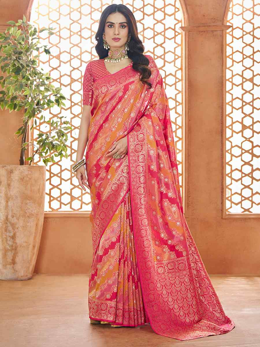 Multi Banarasi Soft Silk Handwoven Festival Wedding Heavy Border Saree