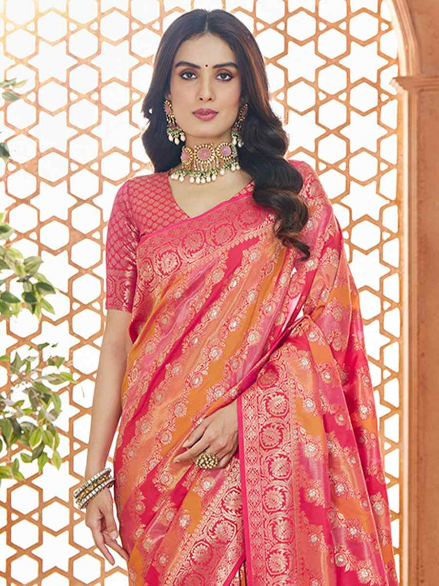 Multi Banarasi Soft Silk Handwoven Festival Wedding Heavy Border Saree