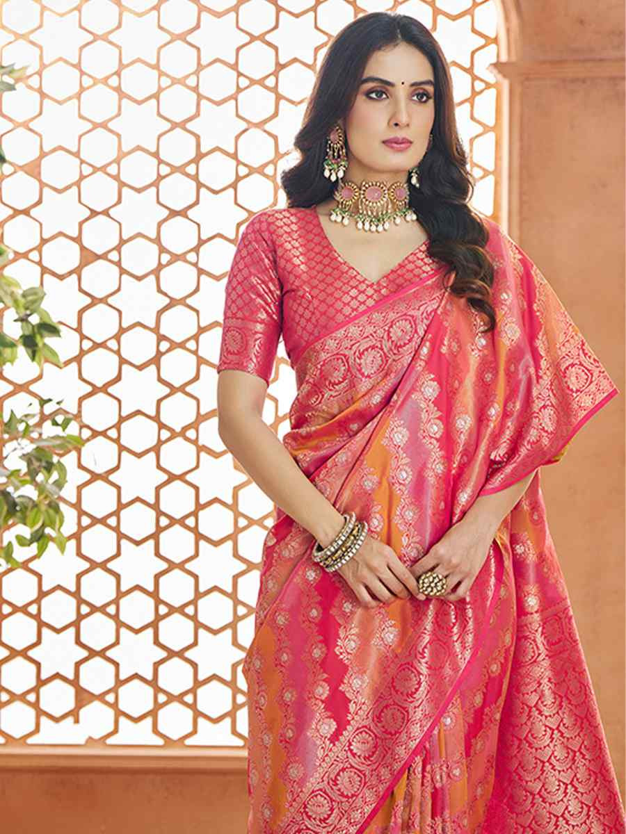 Multi Banarasi Soft Silk Handwoven Festival Wedding Heavy Border Saree