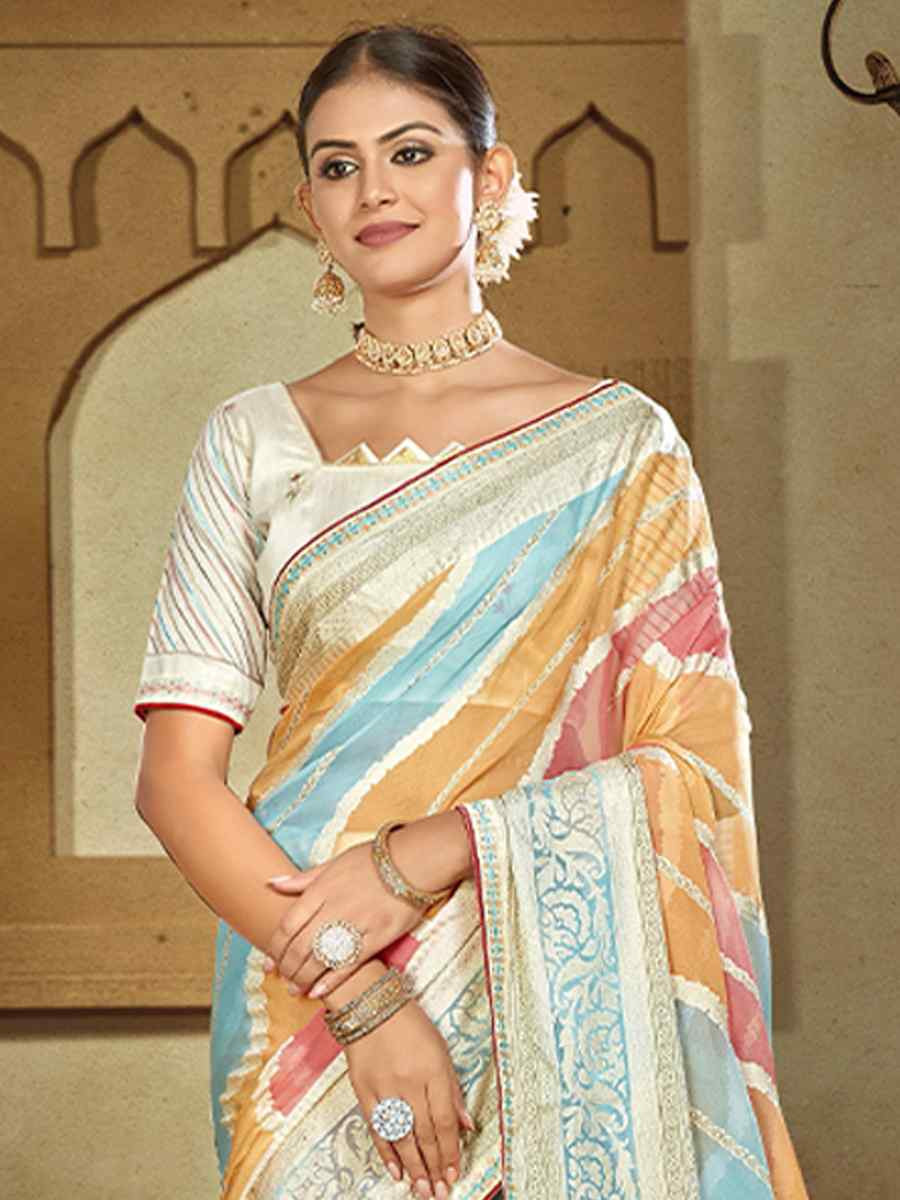 Multi Brasso Handwoven Festival Wedding Heavy Border Saree