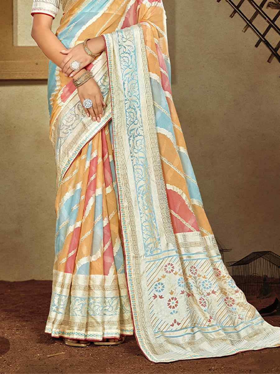 Multi Brasso Handwoven Festival Wedding Heavy Border Saree