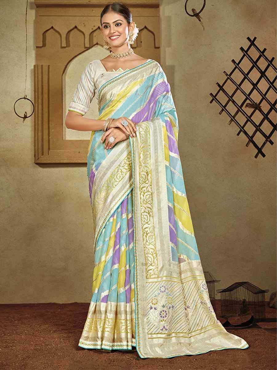 Multi Brasso Handwoven Festival Wedding Heavy Border Saree