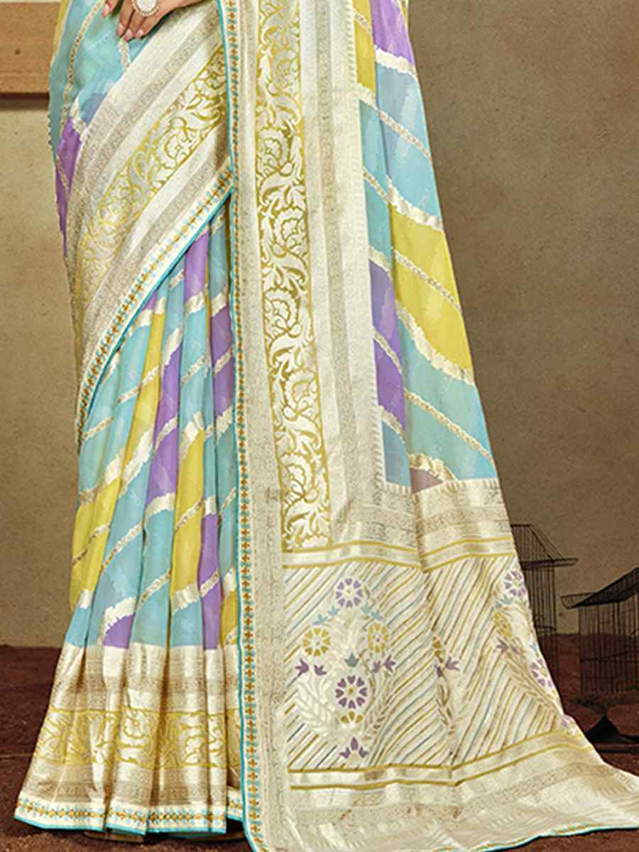 Multi Brasso Handwoven Festival Wedding Heavy Border Saree