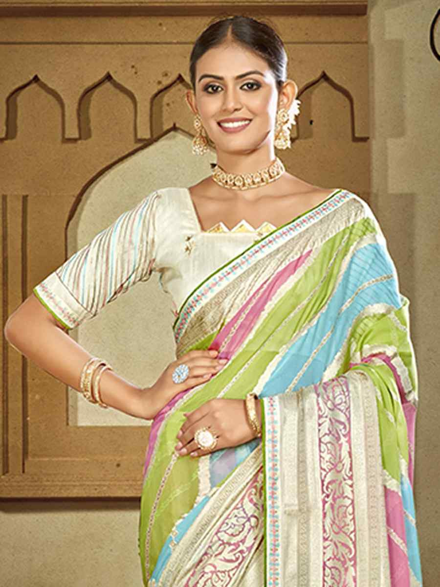 Multi Brasso Handwoven Festival Wedding Heavy Border Saree