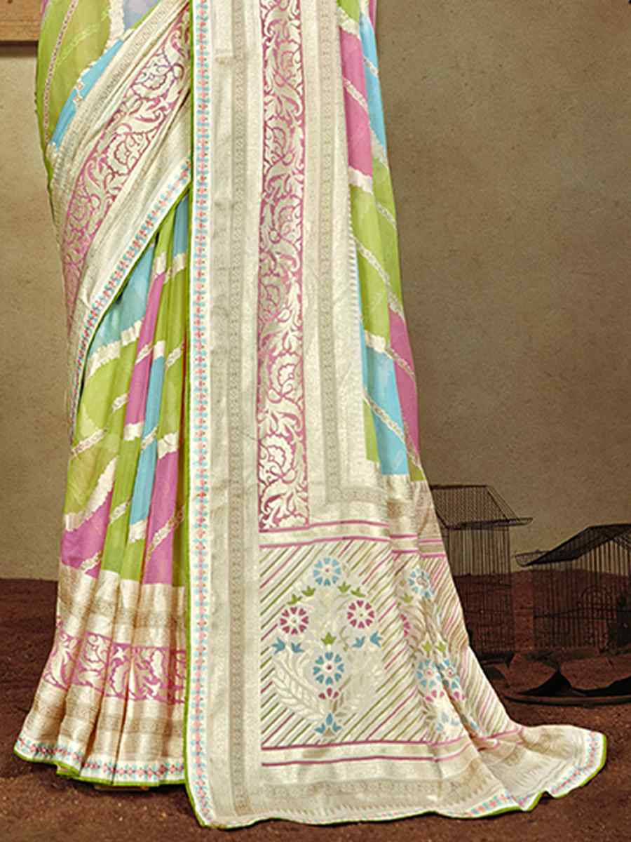 Multi Brasso Handwoven Festival Wedding Heavy Border Saree