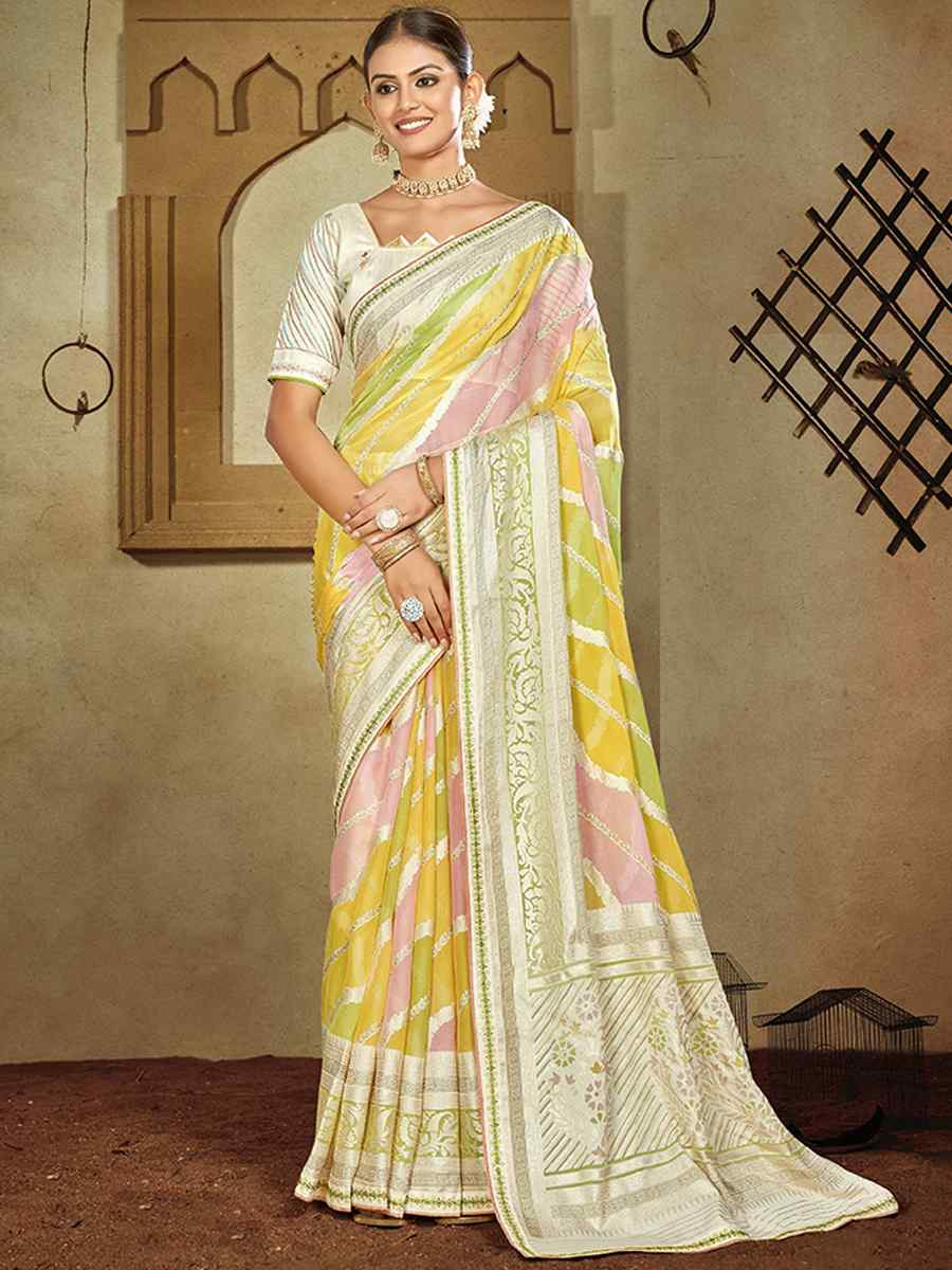 Multi Brasso Handwoven Festival Wedding Heavy Border Saree