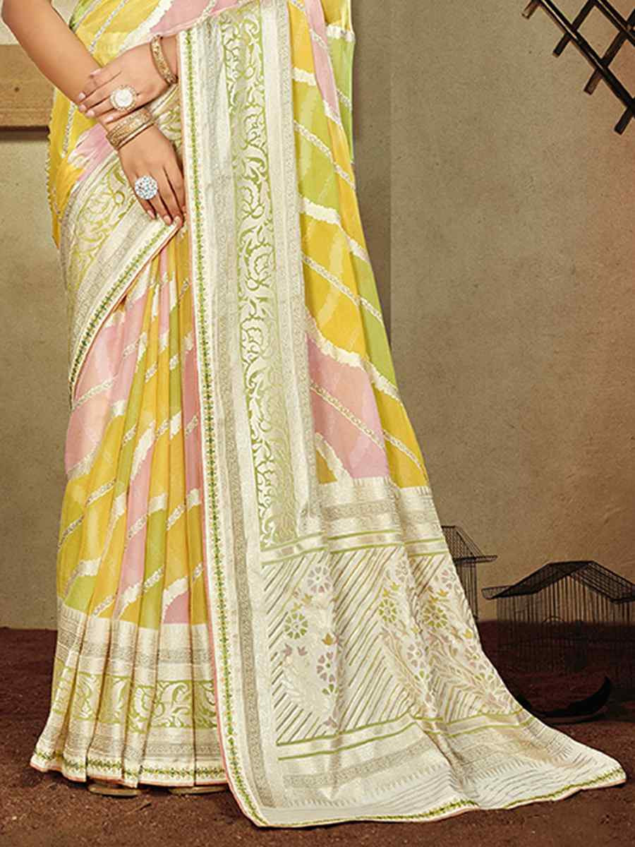 Multi Brasso Handwoven Festival Wedding Heavy Border Saree