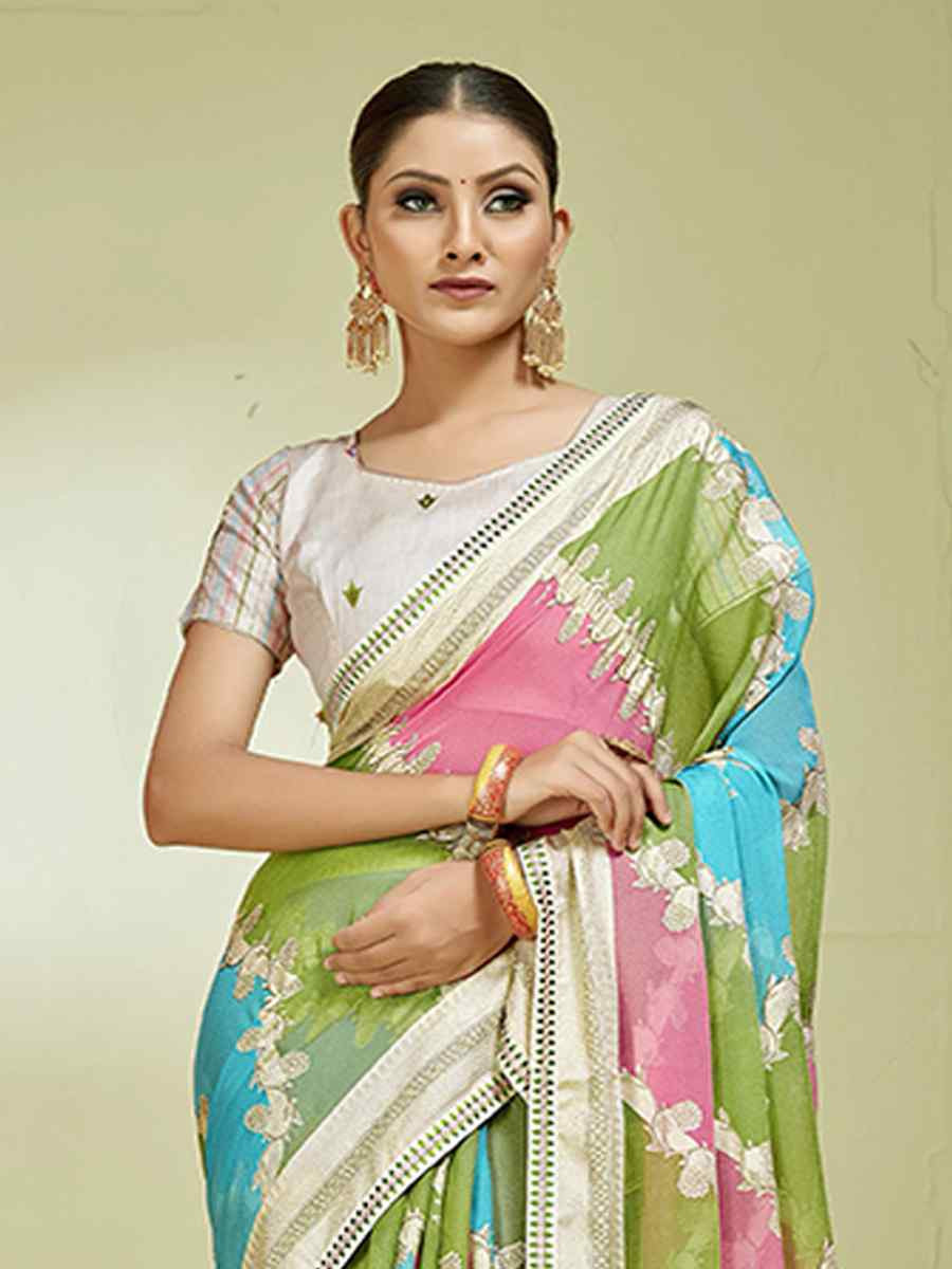 Multi Brasso Handwoven Festival Wedding Heavy Border Saree