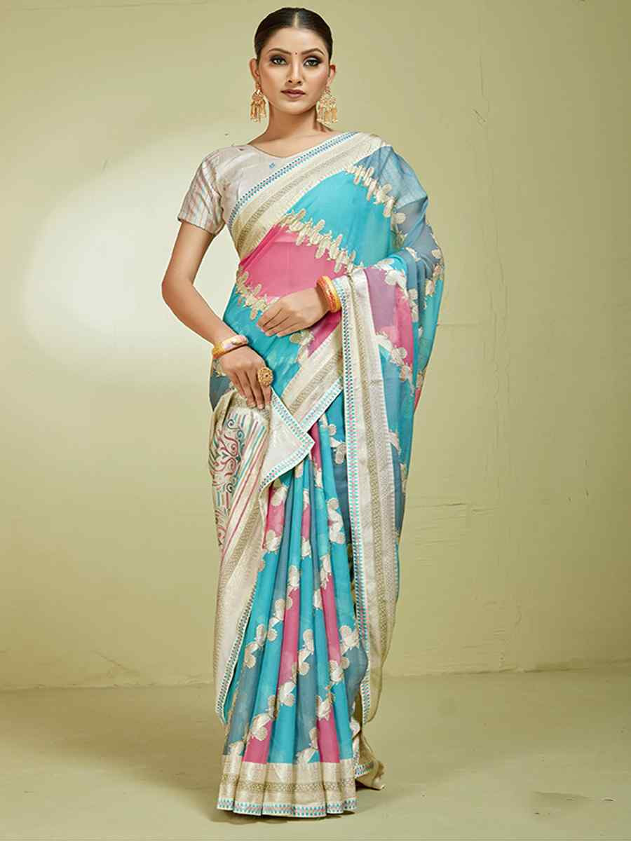 Multi Brasso Handwoven Festival Wedding Heavy Border Saree