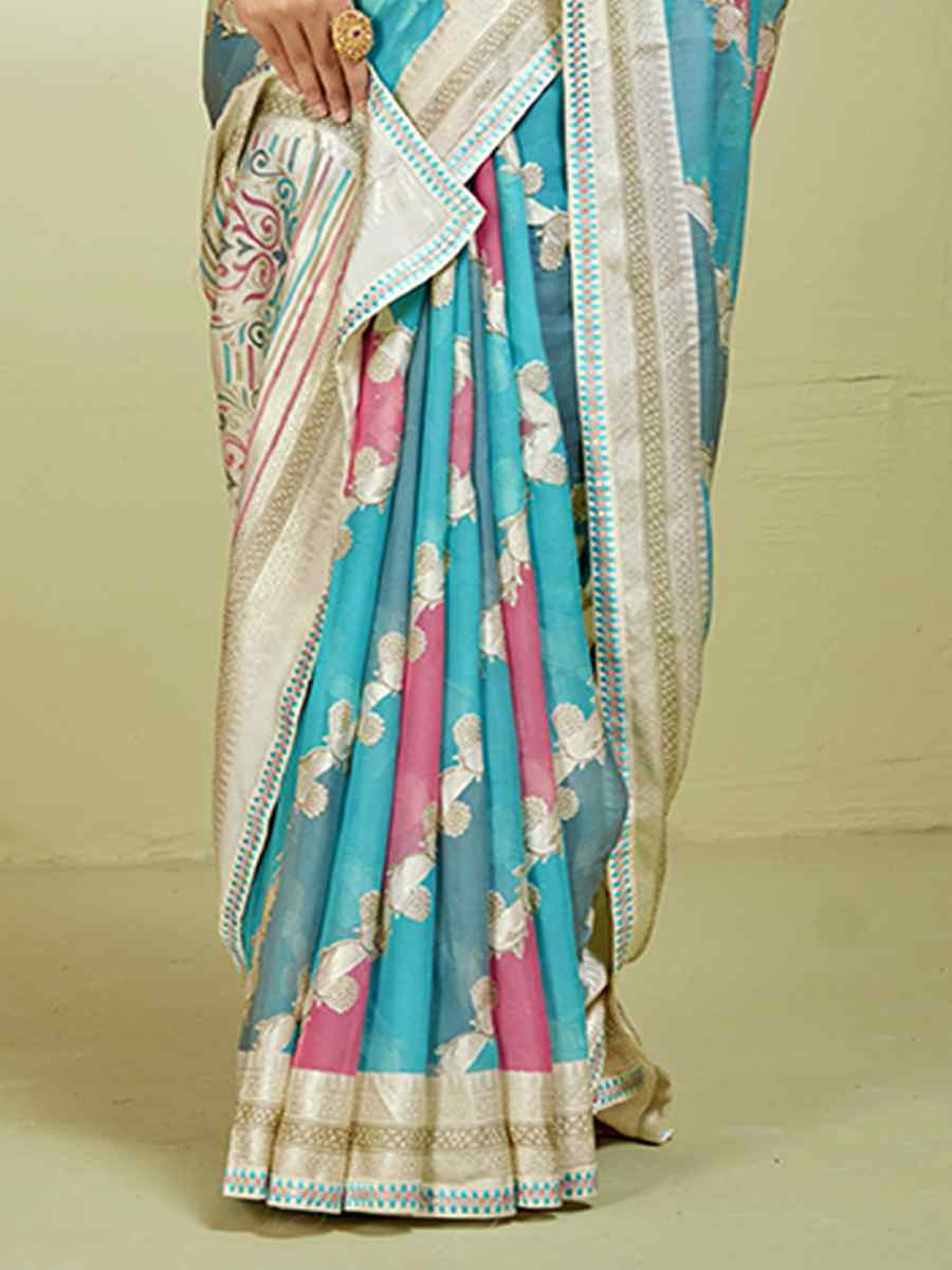 Multi Brasso Handwoven Festival Wedding Heavy Border Saree