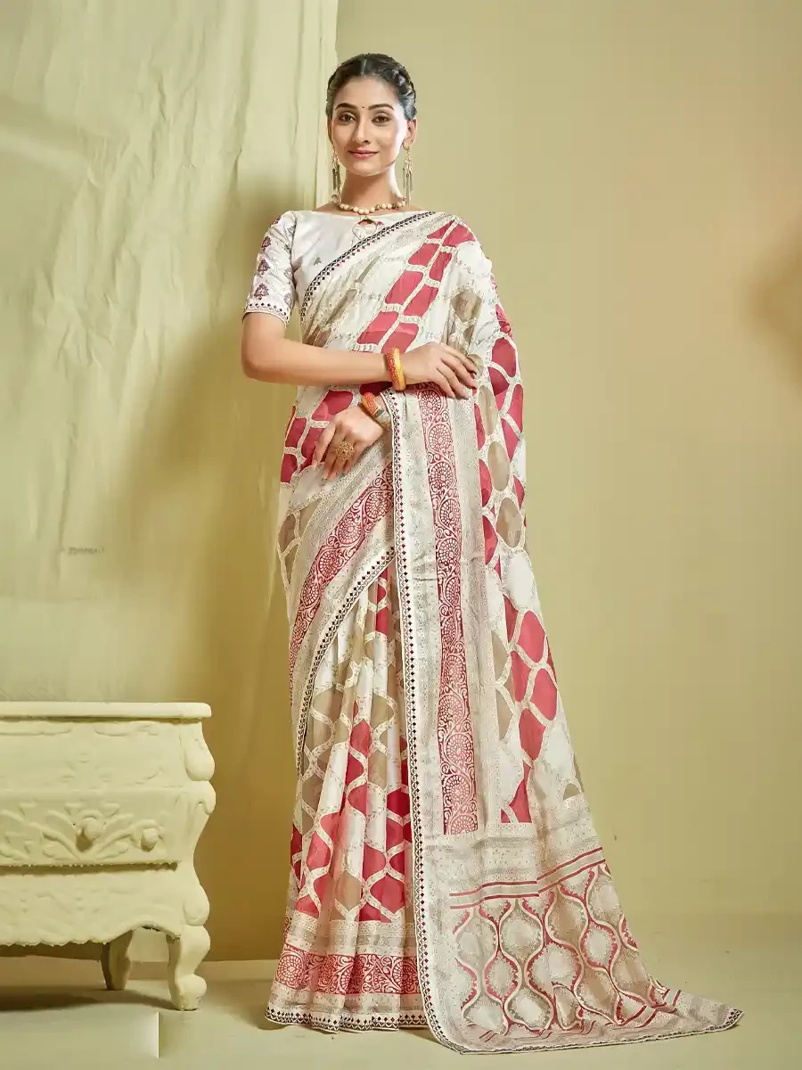 Multi Brasso Printed Festival Casual Classic Style Saree