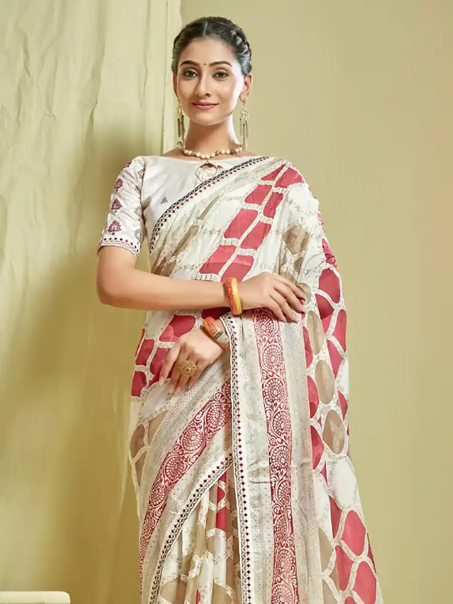 Multi Brasso Printed Festival Casual Classic Style Saree