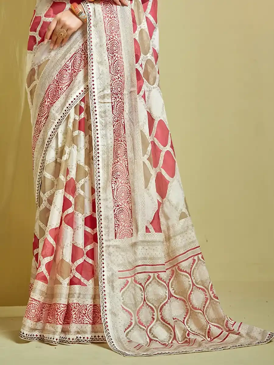 Multi Brasso Printed Festival Casual Classic Style Saree