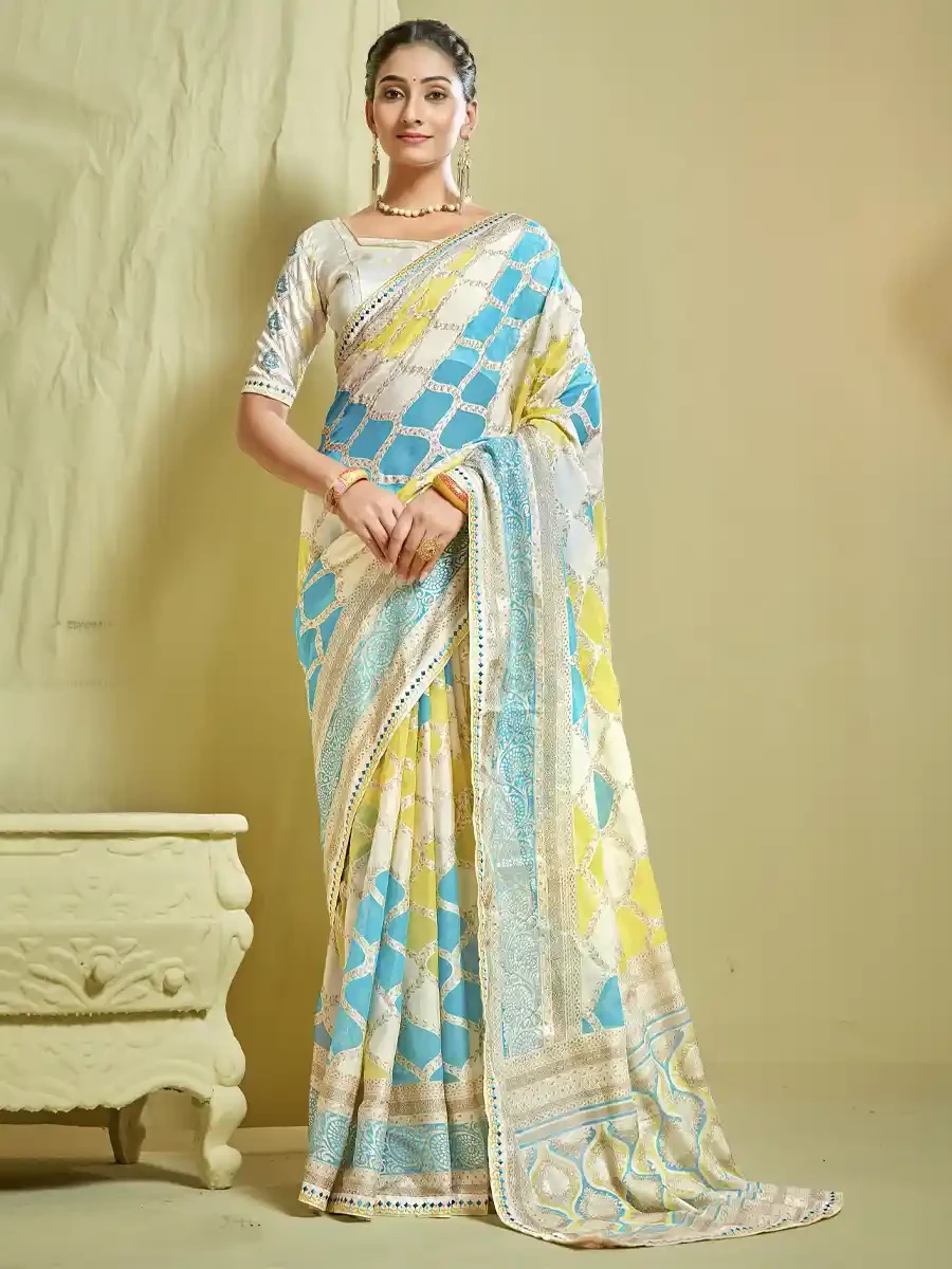 Multi Brasso Printed Festival Casual Classic Style Saree