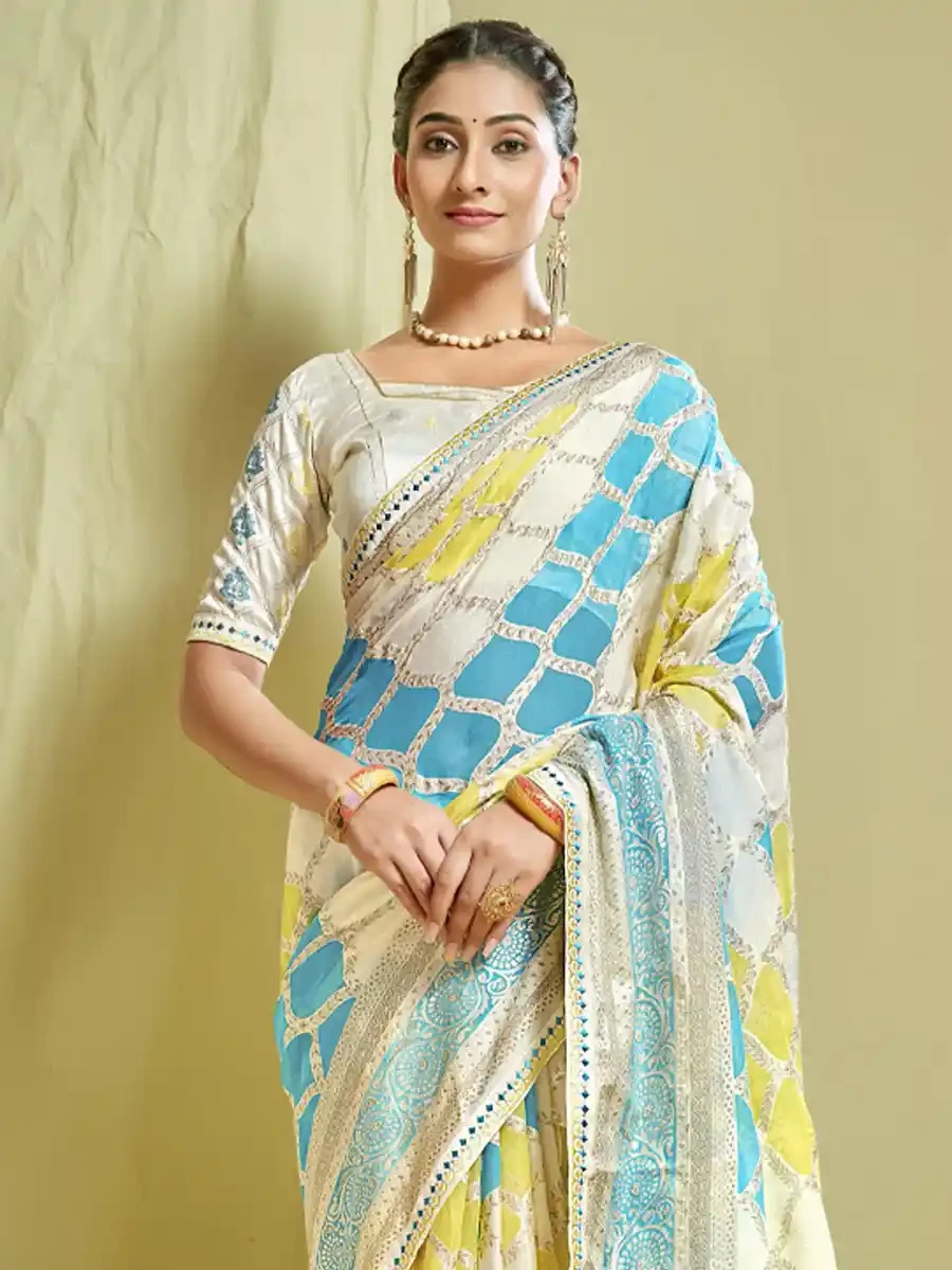 Multi Brasso Printed Festival Casual Classic Style Saree