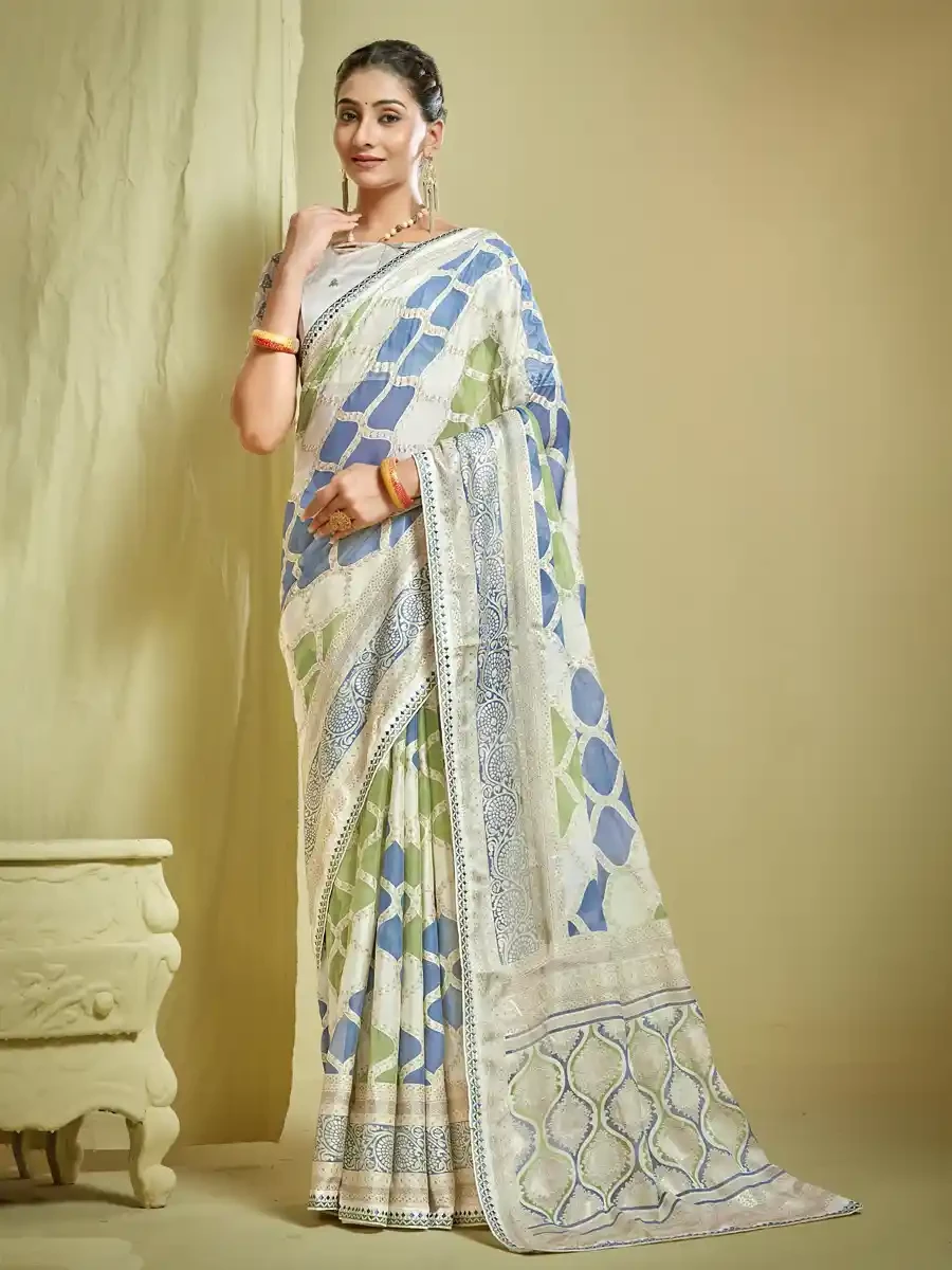 Multi Brasso Printed Festival Casual Classic Style Saree