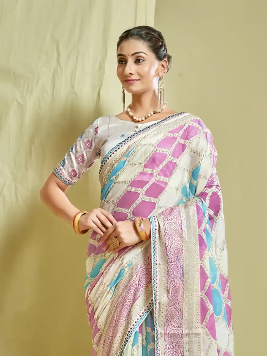 Multi Brasso Printed Festival Casual Classic Style Saree