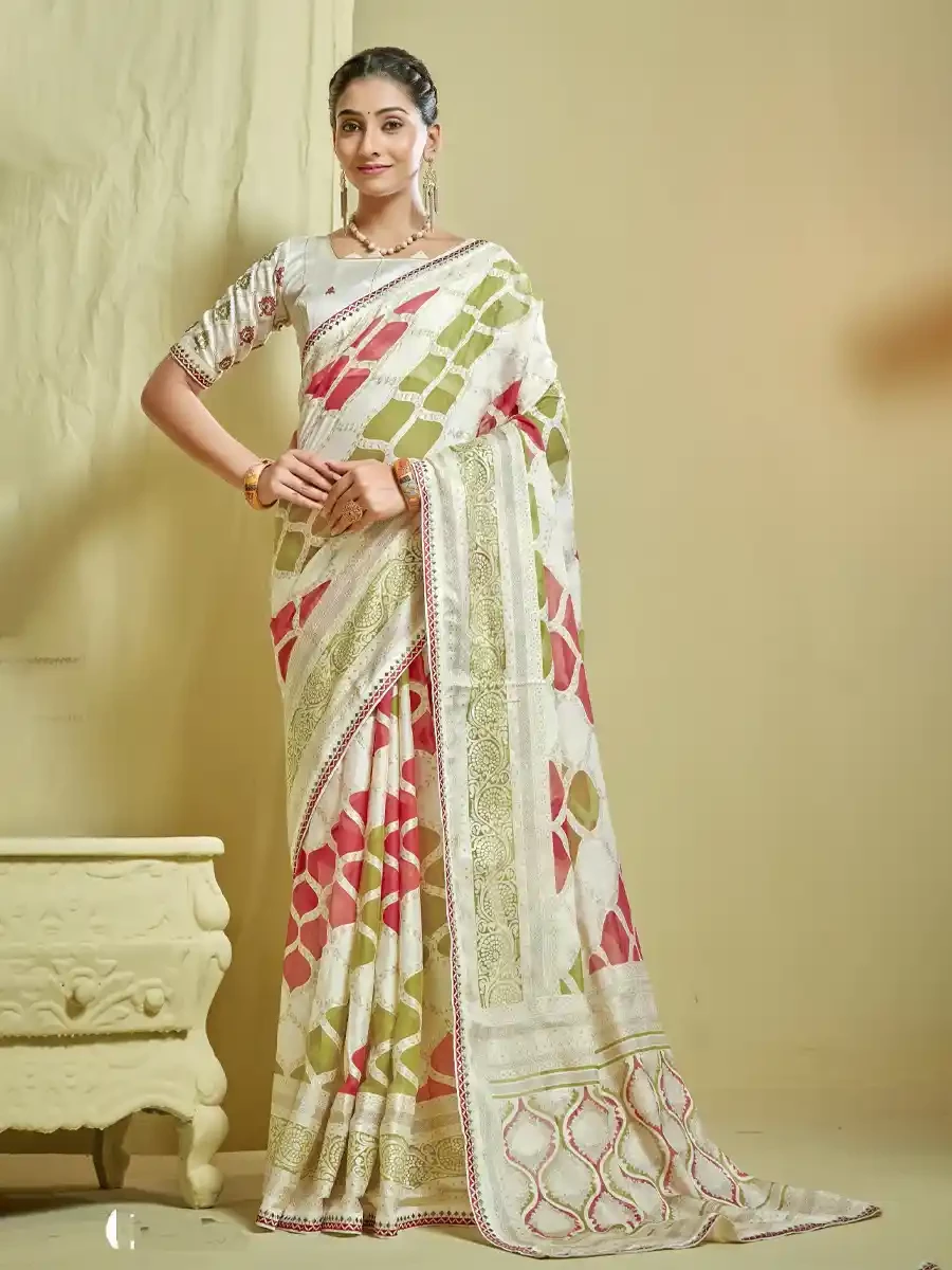 Multi Brasso Printed Festival Casual Classic Style Saree