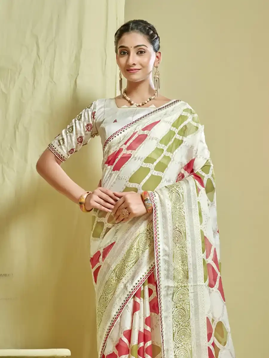 Multi Brasso Printed Festival Casual Classic Style Saree