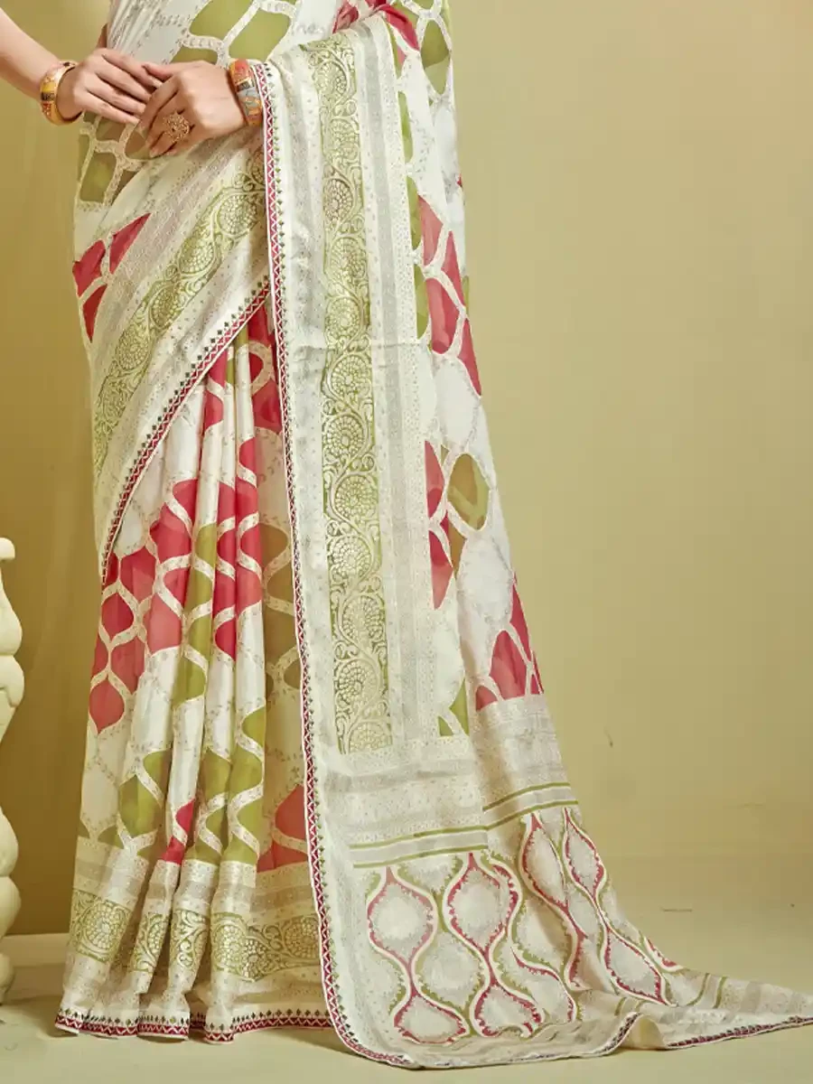 Multi Brasso Printed Festival Casual Classic Style Saree