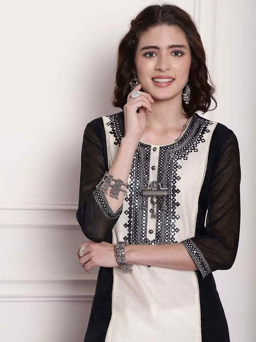 Multi Chanderi Embroidered Festival Casual Kurti