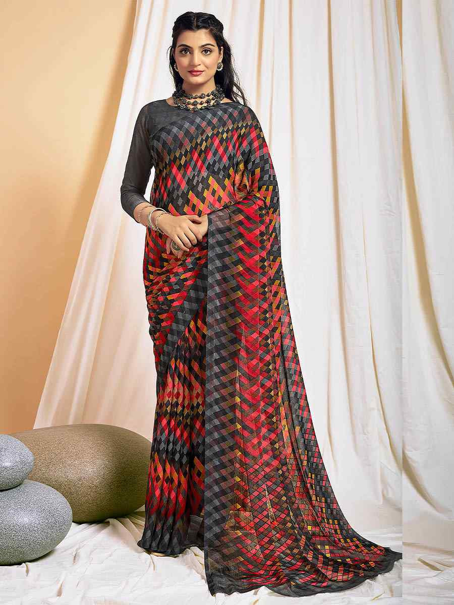 Multi Chiffon Printed Festival Casual Contemporary Saree