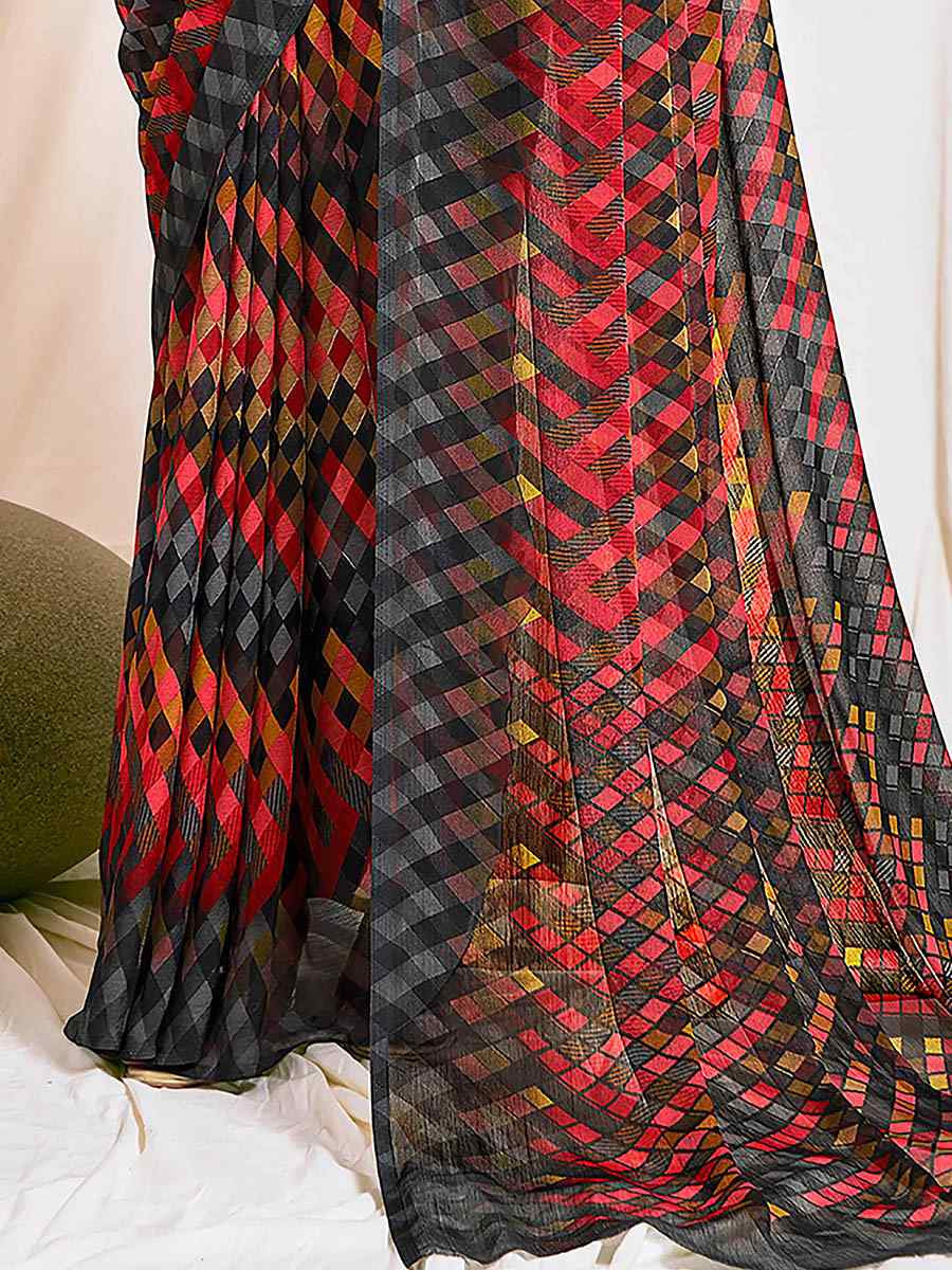 Multi Chiffon Printed Festival Casual Contemporary Saree