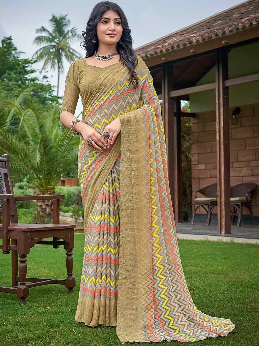 Multi Chiffon Printed Festival Casual Contemporary Saree