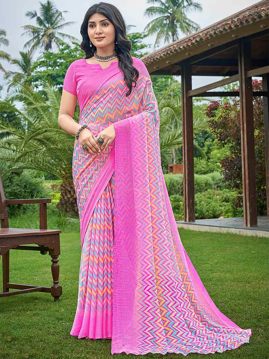 Multi Chiffon Printed Festival Casual Contemporary Saree