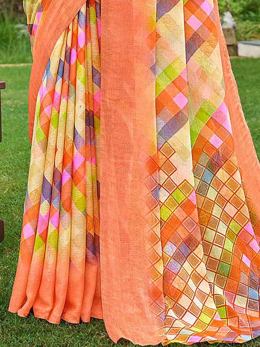 Multi Chiffon Printed Festival Casual Contemporary Saree