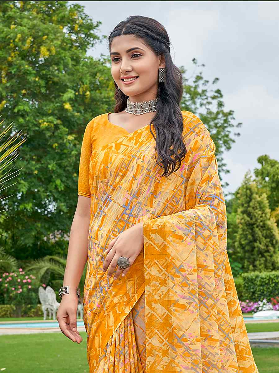 Multi Chiffon Printed Festival Casual Contemporary Saree