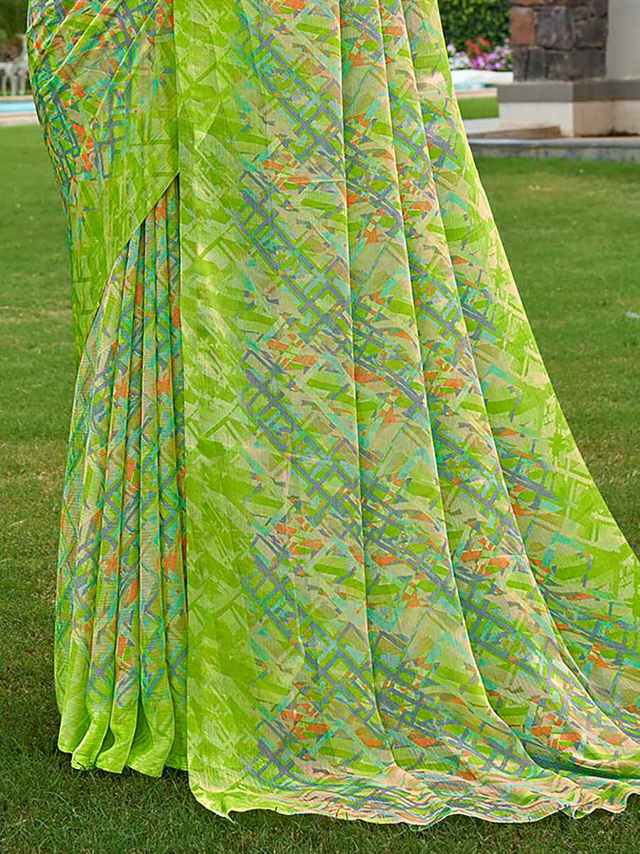 Multi Chiffon Printed Festival Casual Contemporary Saree