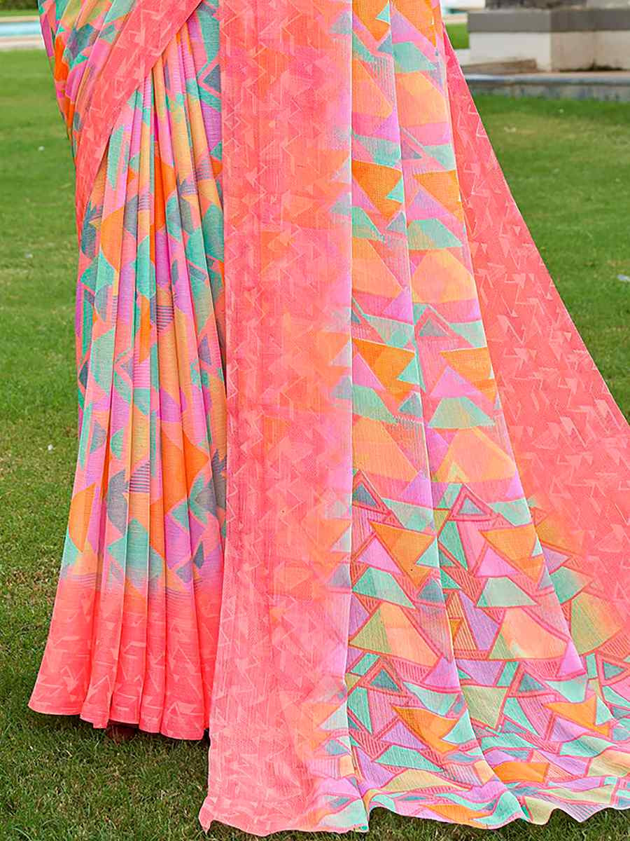 Multi Chiffon Printed Festival Casual Contemporary Saree