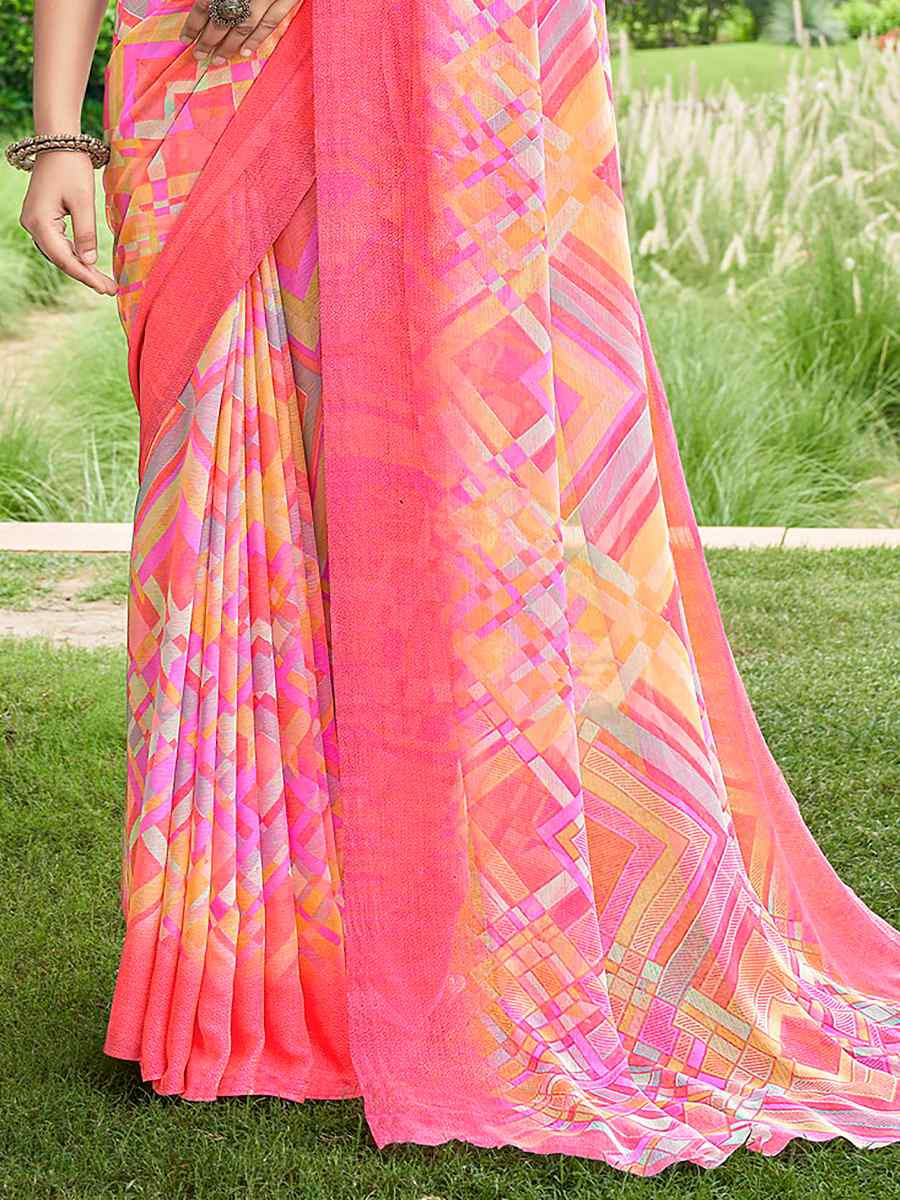 Multi Chiffon Printed Festival Casual Contemporary Saree